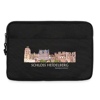 Panorama du palais de Heidelberg, dessin à la main - Sacoche pour ordinateur portable 13 pouces - noir - Devant