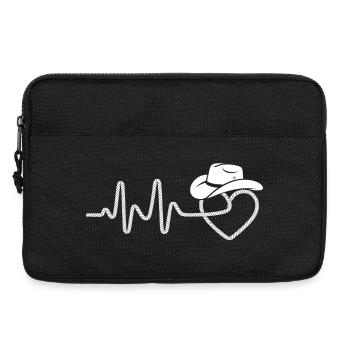 Battement de cœur avec chapeau de cowboy - Sacoche pour ordinateur portable 13 pouces - noir - Devant