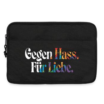 Liebe statt Hass Spruch Positivity Statement - Laptoptasche 13" - Schwarz - Vorne