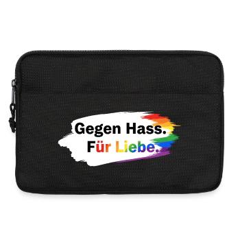 Gegen Hass Für Liebe Regenbogen T-Shirt CSD Pride - Laptoptasche 13" - Schwarz - Vorne
