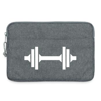 Fitness gym haltère haltérophilie sport symbol club - Sacoche pour ordinateur portable 13 pouces - gris chiné - Devant
