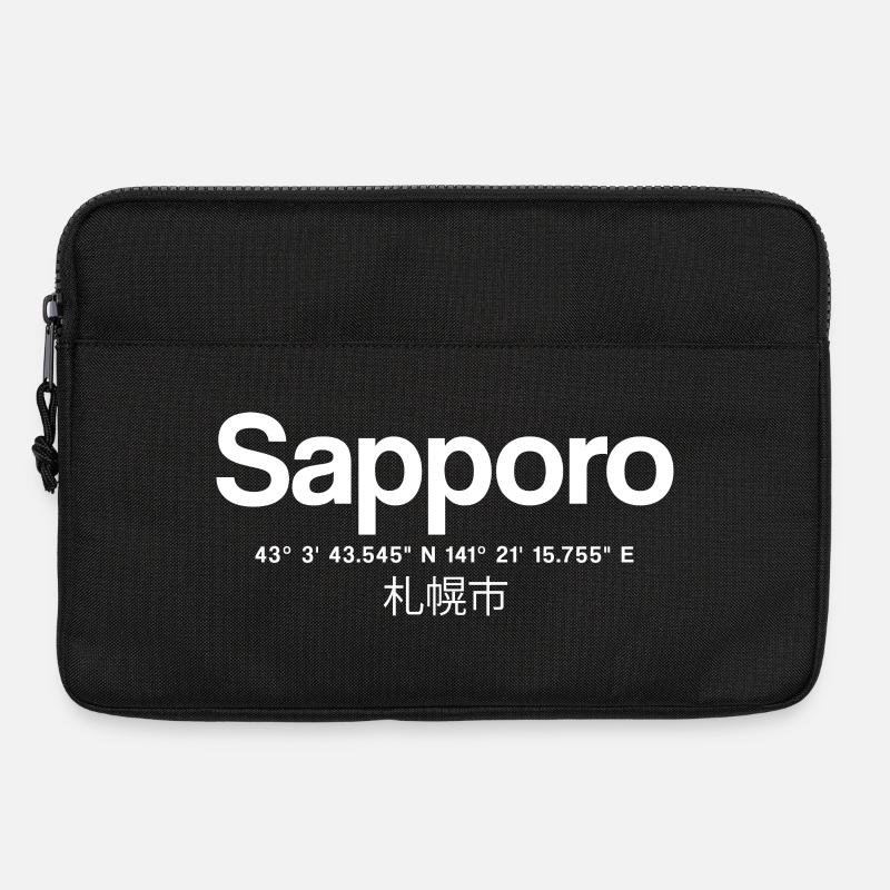 Sapporo Japan Typography with Coordinates - Laptop bag 13" - black