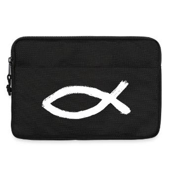 Jésus Poisson Blanc Ichthys Poisson Jésus - Sacoche pour ordinateur portable 13 pouces - noir - Devant