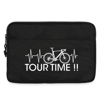 Tour Time Vélo de route Vélo de gravier Icône de pulsation de battement de cœur - Sacoche pour ordinateur portable 13 pouces - noir - Devant