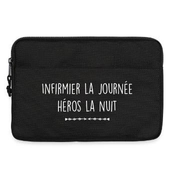 Infirmier la journée, héros la nuit - Sacoche pour ordinateur portable 13 pouces - noir - Devant