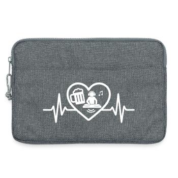 Beer DJ Heart - Laptop bag 13" - heather grey - Front