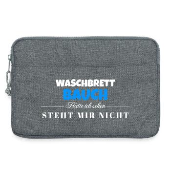 Waschbrett Bauch Spruch – Steht Mir Nicht - Laptoptasche 13" - Grau meliert - Vorne