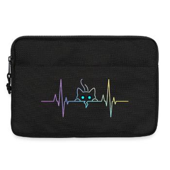 Battement cardiaque du chat - Pouls ECG minimaliste - Sacoche pour ordinateur portable 13 pouces - noir - Devant