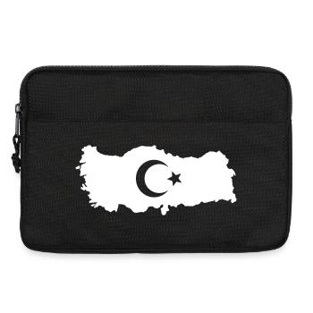 Contour of Turkey with Crescent Moon Star - Laptop bag 13" - black - Front