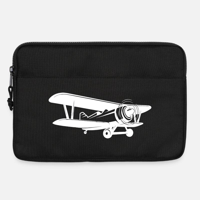 Doppeldecker Pilot Retro Minimalistisch - Laptoptasche 13" - Schwarz