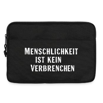 Statement Spruch Menschlichkeit kein Verbrechen - Laptoptasche 13" - Schwarz - Vorne
