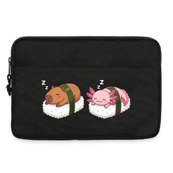 Kawaii Sushi Capybara & Axolotl Cute Sleeping - Laptop bag 13" - black - Front