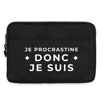 Je Procrastine Donc Je Suis - Humour Minimaliste - Sacoche pour ordinateur portable 13 pouces - noir - Devant