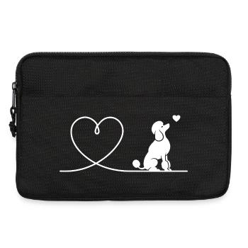 Silhouette minimaliste en forme de cœur de caniche - Sacoche pour ordinateur portable 13 pouces - noir - Devant