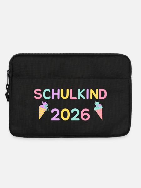 Schulkind 2026 Pastell Schrift Mädchen Schultüte - Laptoptasche 13" - Schwarz