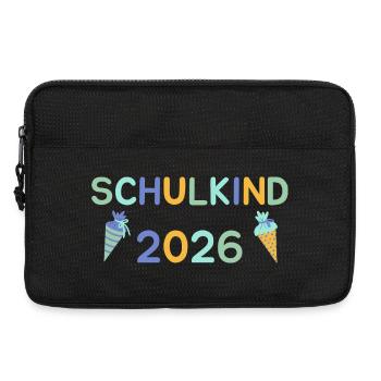 Schulkind 2026 Pastell Schrift Junge Schultüte - Laptoptasche 13" - Schwarz - Vorne