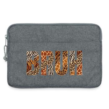 Mec qui dit design de safari à imprimé animal sauvage - Sacoche pour ordinateur portable 13 pouces - gris chiné - Devant