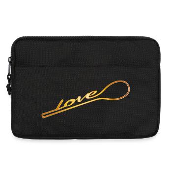 Cuisiné avec amour - cuillère d’or avec typo - Sacoche pour ordinateur portable 13 pouces - noir - Devant