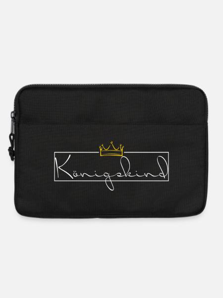 Koenigskind - weiß mit goldener Krone - Laptoptasche 13" - Schwarz
