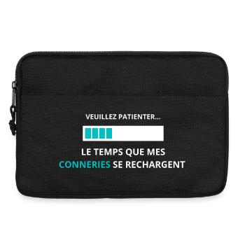 Veuillez patienter mes conneries se rechargent - Sacoche pour ordinateur portable 13 pouces - noir - Devant