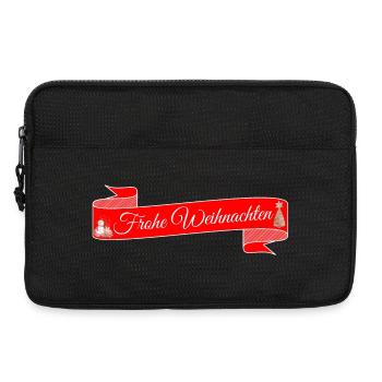 Frohe Weihnachten weißer Text auf rotem Band - Laptoptasche 13" - Schwarz - Vorne