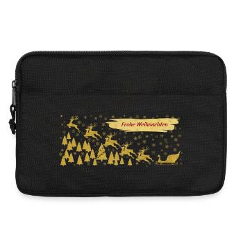 Goldfarben Rentiere Schlitten Frohe Weihnachten - Laptoptasche 13" - Schwarz - Vorne