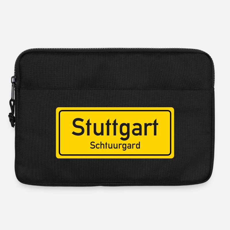 Ortsschild Stuttgart Deutschland - Laptoptasche 13" - Schwarz