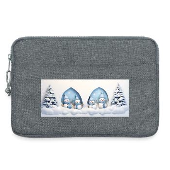 Kleiner Schneemann mit Weihnachtsbäumen - Laptoptasche 13" - Grau meliert - Vorne
