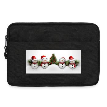 Schneemann mit Weihnachtsbaum - Laptoptasche 13" - Schwarz - Vorne