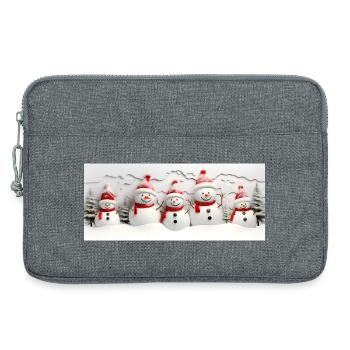 Schneemann-Set mit Tannenbäumen - Laptoptasche 13" - Grau meliert - Vorne