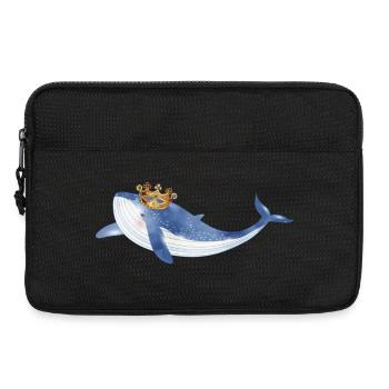 bright blue whale fish with golden crown - Laptop bag 13" - black - Front