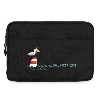 Drollige Möwe Will Meer Zeit - Laptoptasche 13" - Schwarz - Vorne