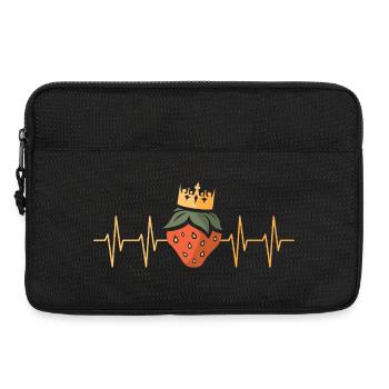 Erdbeeren König mit Herzschlag im Cartoon Stil - Laptoptasche 13" - Schwarz - Vorne