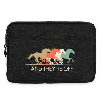 Vintage Racing Horses Illustration - Laptop bag 13" - black - Front