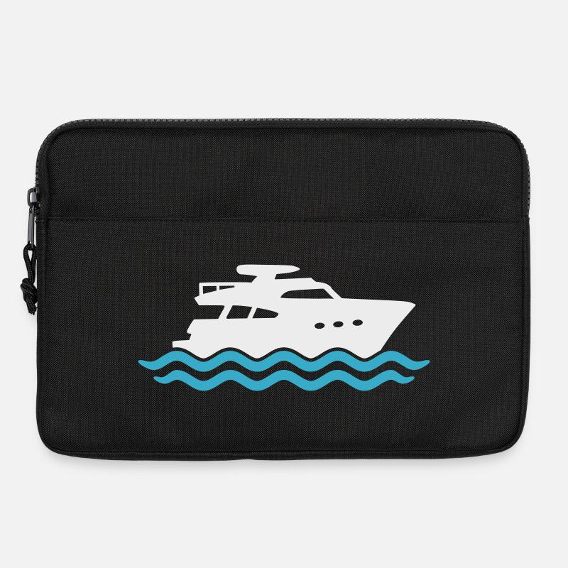 Yacht Silhouette Motorboot - Laptoptasche 13" - Schwarz