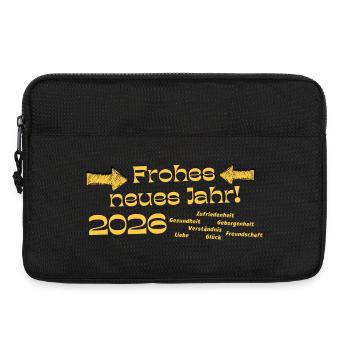 Bonne année 2026, vœux de nouvel an, texte doré - Sacoche pour ordinateur portable 13 pouces - noir - Devant