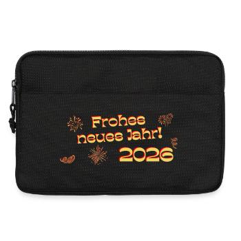 Happy New Year 2026 text red golden decorative - Laptop bag 13" - black - Front