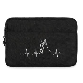 Minimalistischer Deutscher Schäferhund Heartbeat Geschenk - Laptoptasche 13" - Schwarz - Vorne