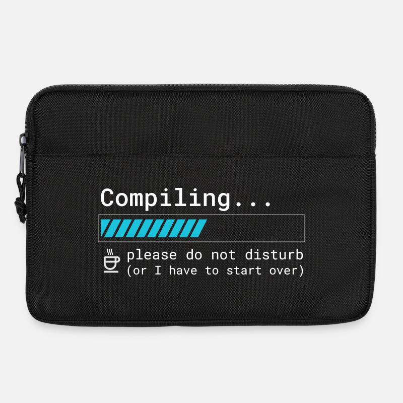 Lustiges Programmierer T-Shirt - Compiling Please  - Laptoptasche 13" - Schwarz
