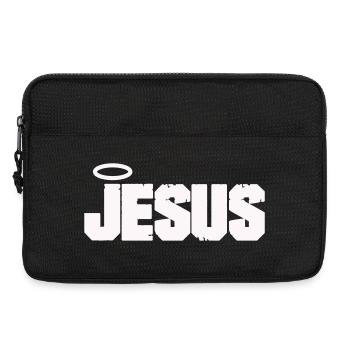 Jesus Schriftzug mit Heiligenschein - Laptoptasche 13" - Schwarz - Vorne