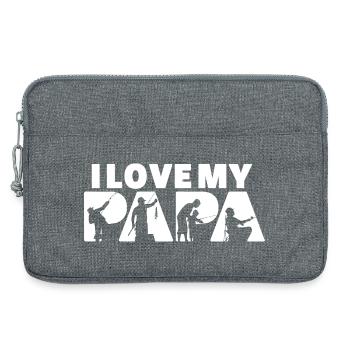 Ich liebe die Silhouette meiner Papa Fishing Angler - Laptoptasche 13" - Grau meliert - Vorne