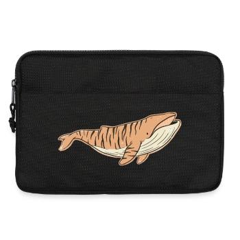 Vintage-Cartoon-Tiger-Streifen mit geflecktem Wal - Laptoptasche 13" - Schwarz - Vorne
