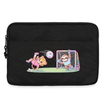Funny Cheetah and Sloth Playing Football Kids - Laptop bag 13" - black - Front