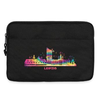 Leipziger Skyline Bunt Stadtbild Leipzig - Laptoptasche 13" - Schwarz - Vorne