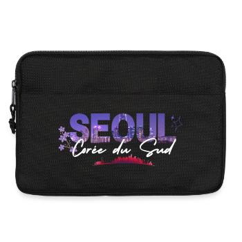 Seoul Skyline Blumennacht - Laptoptasche 13" - Schwarz - Vorne