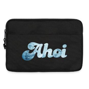 Schiff Ahoi Meer Ozean Schnörkelschrift maritim - Laptoptasche 13" - Schwarz - Vorne