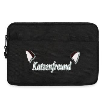 Katzenfreund V1, süße Tees, Ohren - Laptoptasche 13" - Schwarz - Vorne