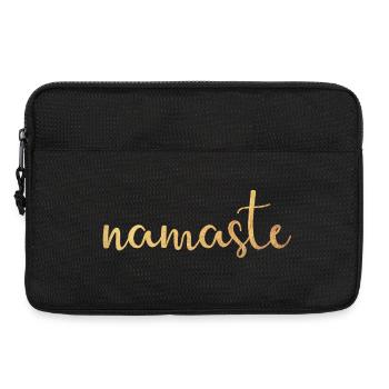 namaste meditate Yoga Yogi Gold manuscript om - Laptop bag 13" - black - Front