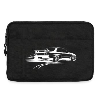 Voiture de course stylisée monochrome drift - Sacoche pour ordinateur portable 13 pouces - noir - Devant