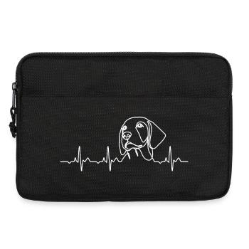 Minimaliste Beagle Heartbeat - Cadeau d’amoureux des chiens - Sacoche pour ordinateur portable 13 pouces - noir - Devant